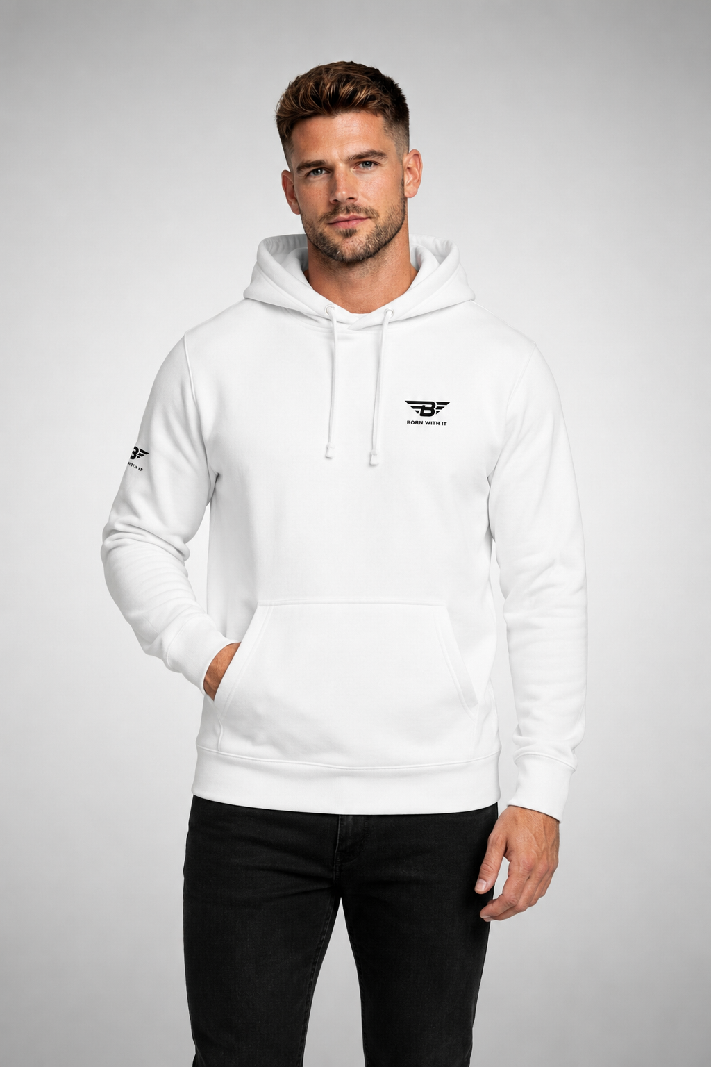 WHITE COTTON BLEND HOODIE "Athleasiure wear UK"