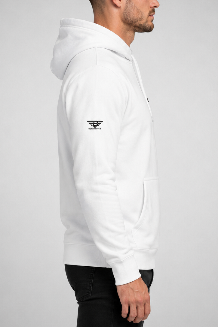 WHITE COTTON BLEND HOODIE "Athleasiure wear UK"
