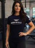 DARK NAVY COTTON BLEND WOMEN'S RELAXED T-SHIRT