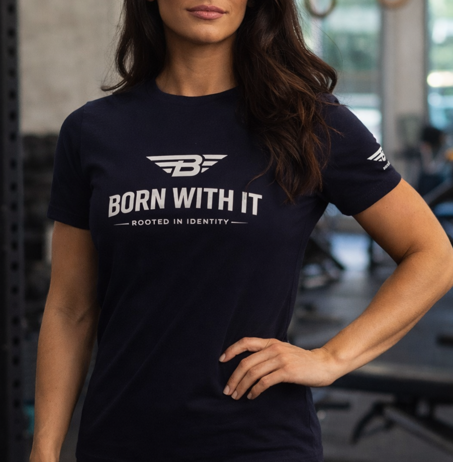 DARK NAVY COTTON BLEND WOMEN'S RELAXED T-SHIRT