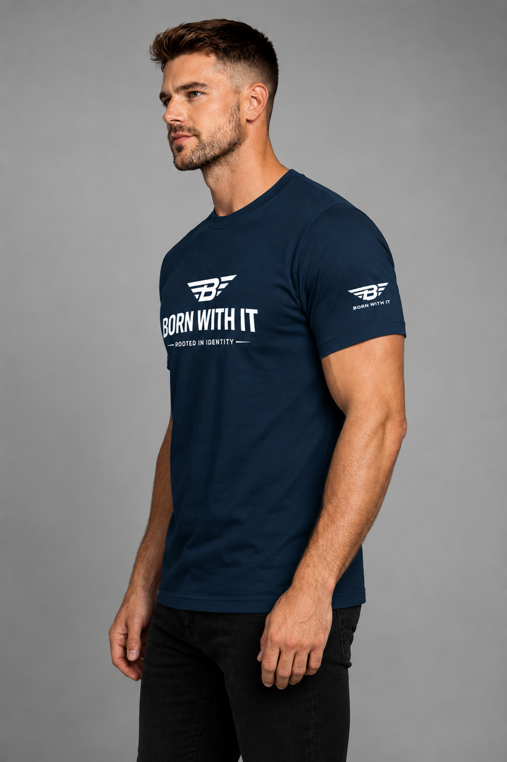 NAVY PURE COTTON T-SHIRT| BORN WITH IT DESIGN
