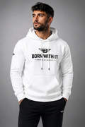 SUDADERA CON CAPUCHA DE FELPA BLANCA ESTILO URBANO | BORN WITH IT BY DESIGN