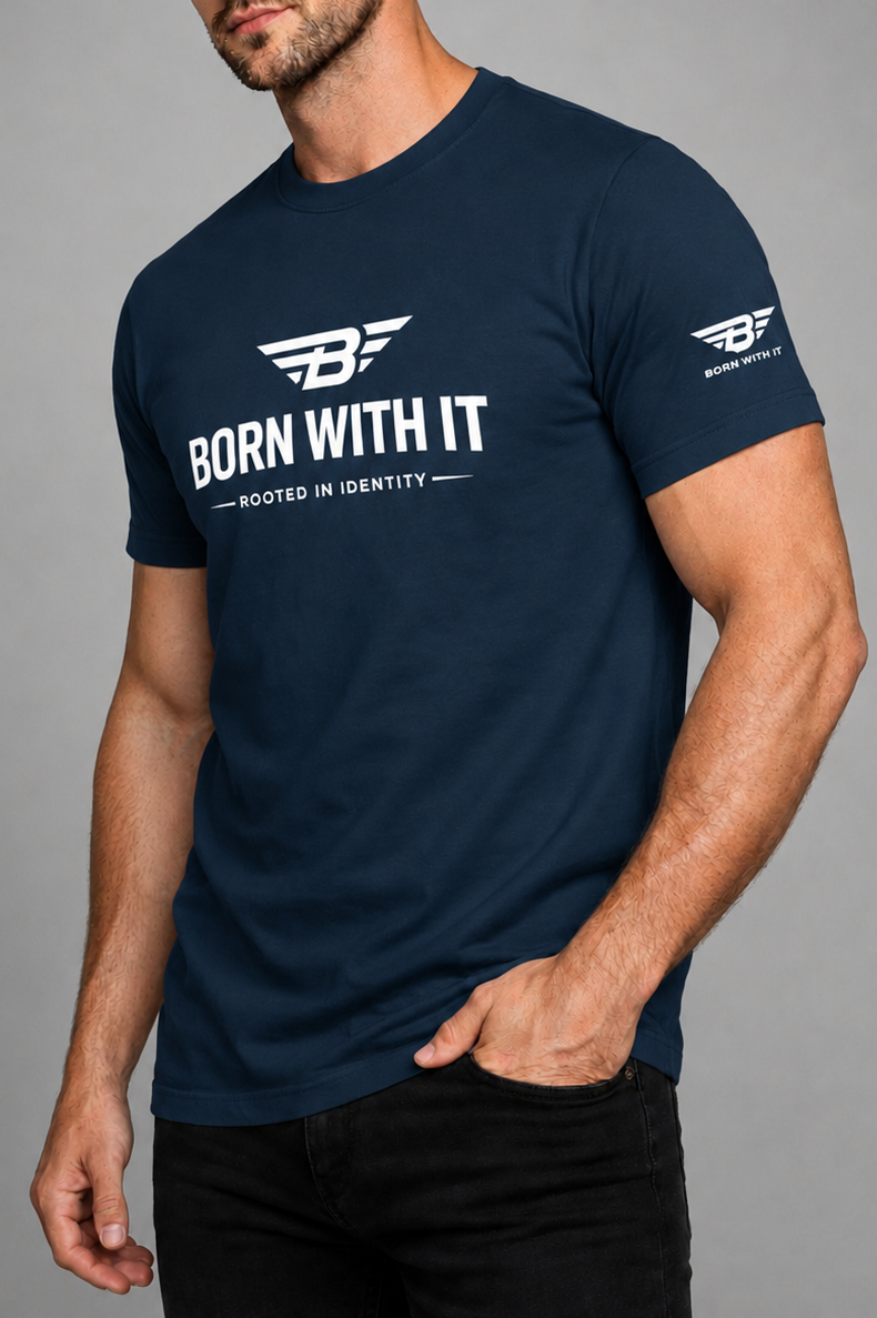 NAVY PURE COTTON T-SHIRT| BORN WITH IT DESIGN