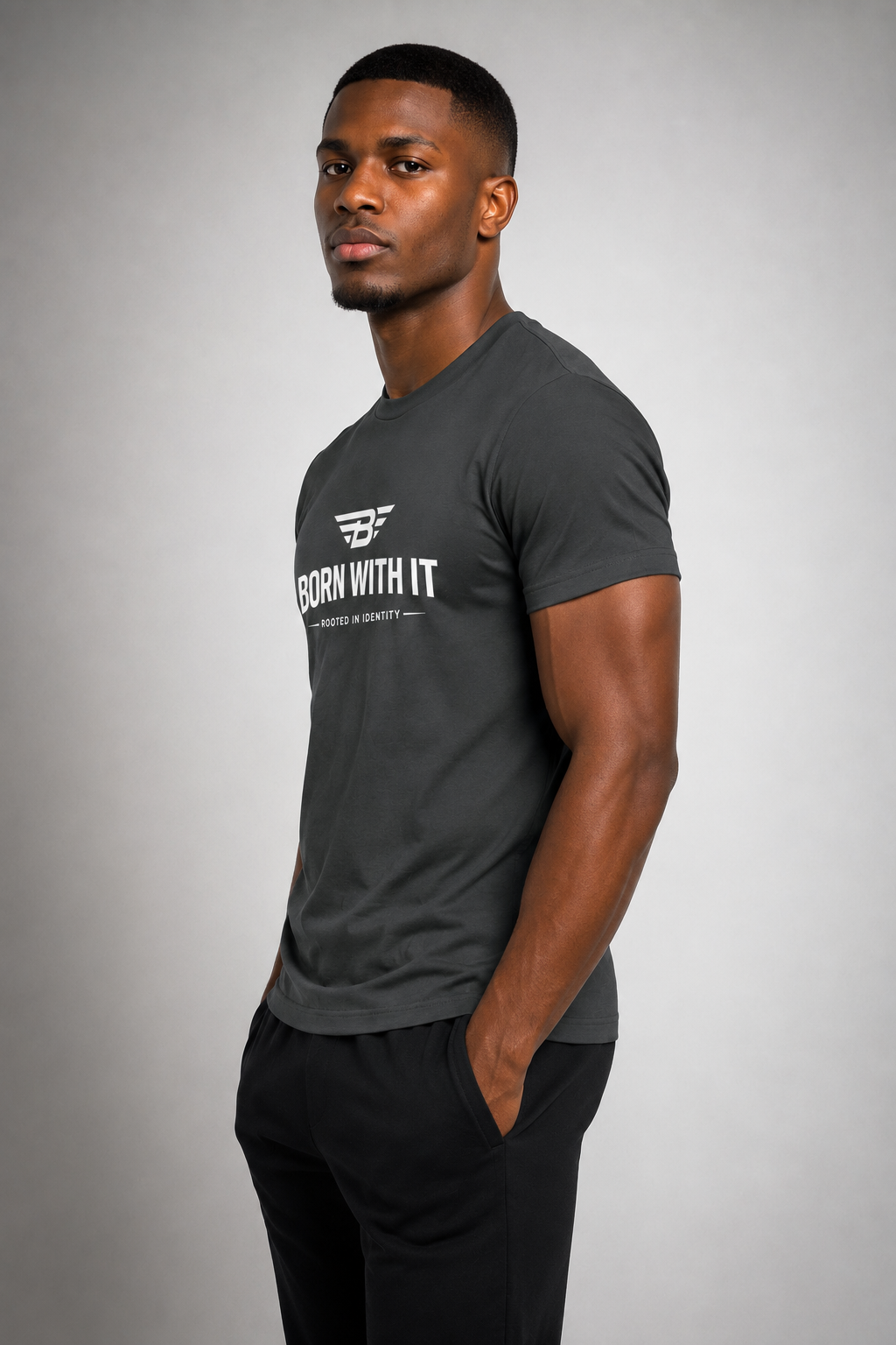 BORN WITH IT™ SLIM FIT T- SHIRT  [Carbon Grey]