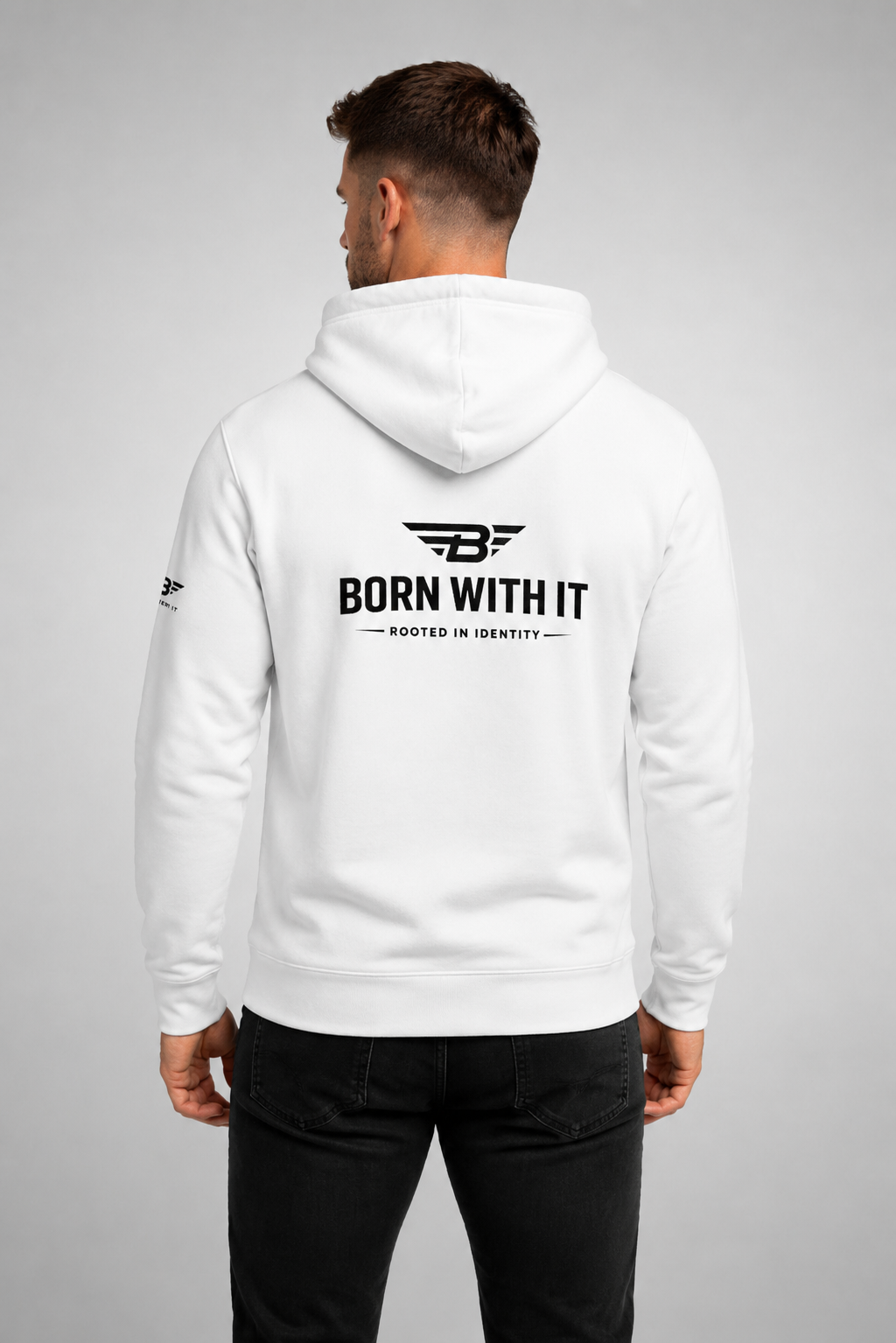 WHITE COTTON BLEND HOODIE "Athleasiure wear UK"