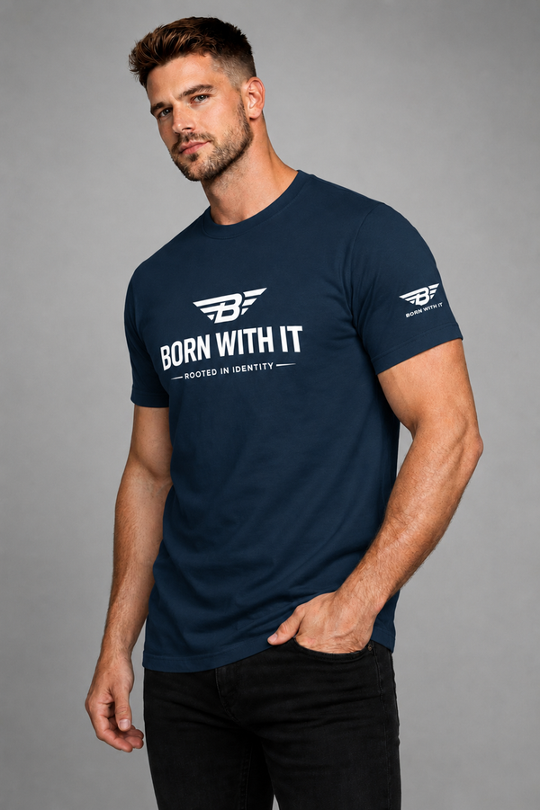 NAVY PURE COTTON T-SHIRT| BORN WITH IT DESIGN