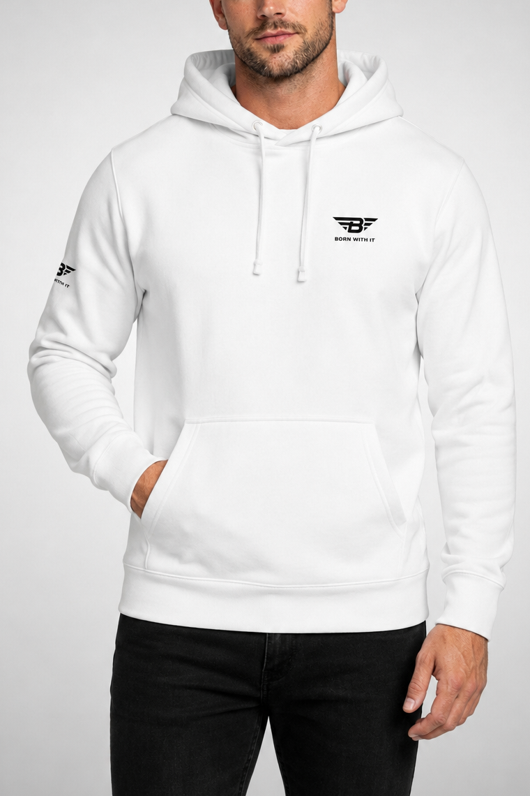 WHITE COTTON BLEND HOODIE "Athleasiure wear UK"